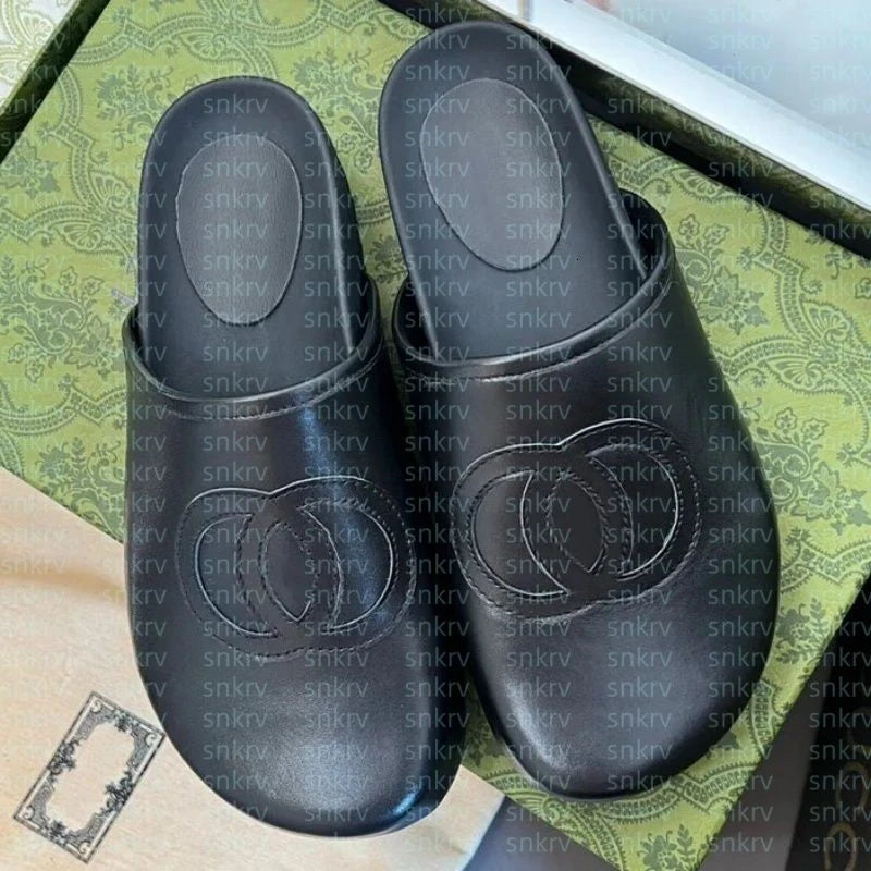 2025 New Women's Fashion Half Dragged Baotou Shoes Thick Bottom Casual Versatile Lazy Shoes
