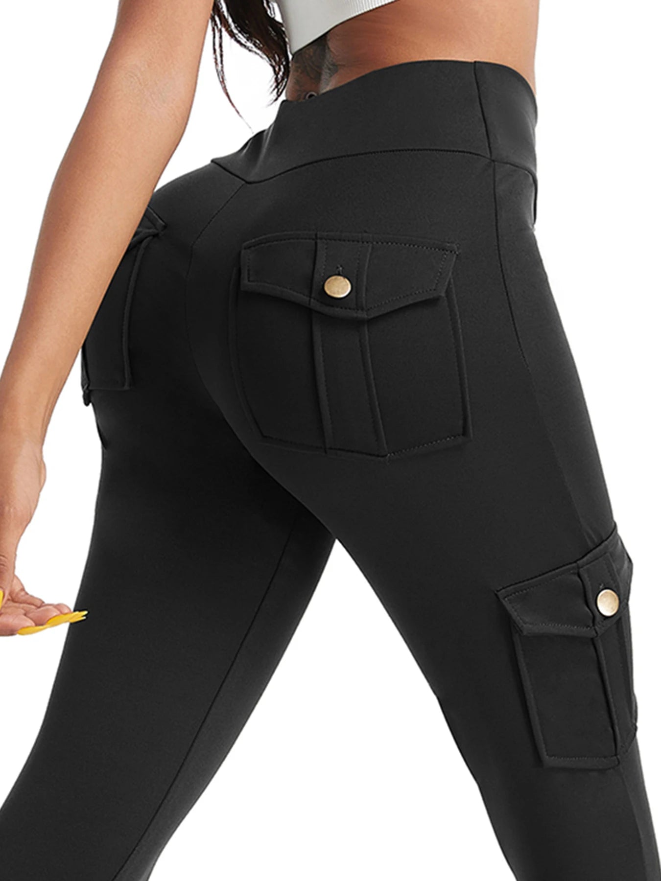 Women Pockets Cargo Leggings Female Hip Lifting High Waist Fashion Gym Pants Skinny Stretch Outdoors Slim Sport Leggings