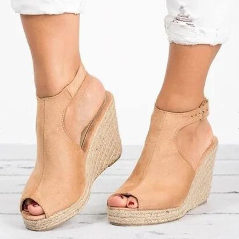 Heeled Sandals for Women Summer 2025 Espadrilles Women Sandals Comfort Buckle Strap Platform Shoes for Women New Sandalias Heels