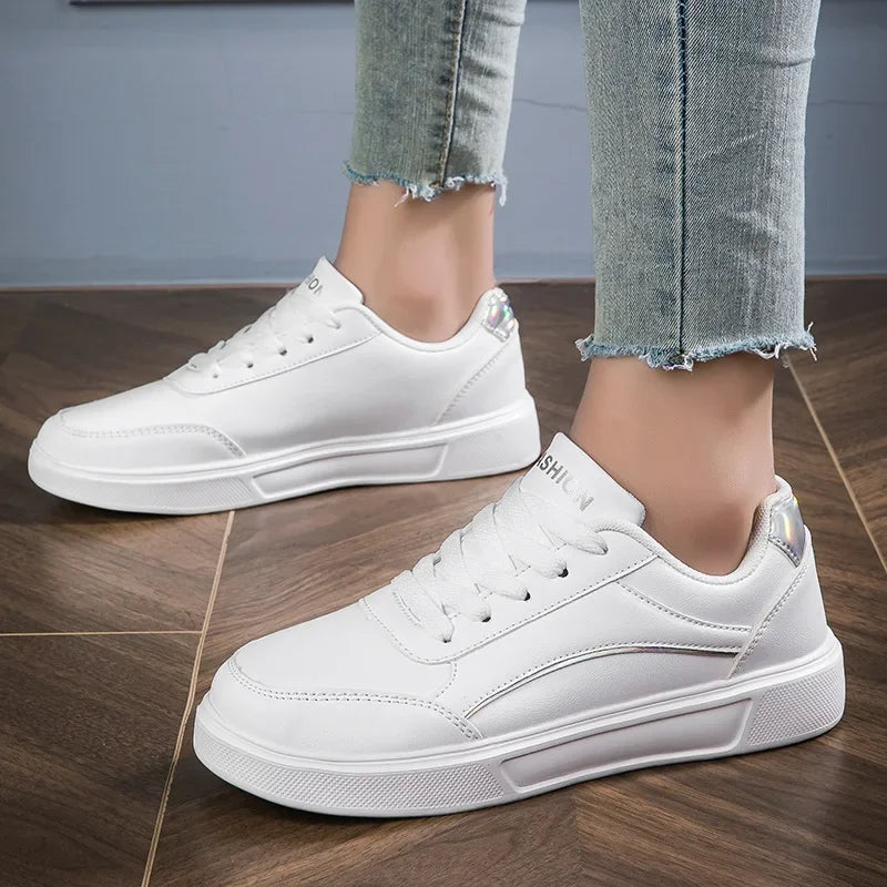 Hot Sell Women's Shoes Lightweight Casual Shoes Fashion Walking Shoes White Lace-up Sneakers Plus Size Platform Vulcanized Shoe