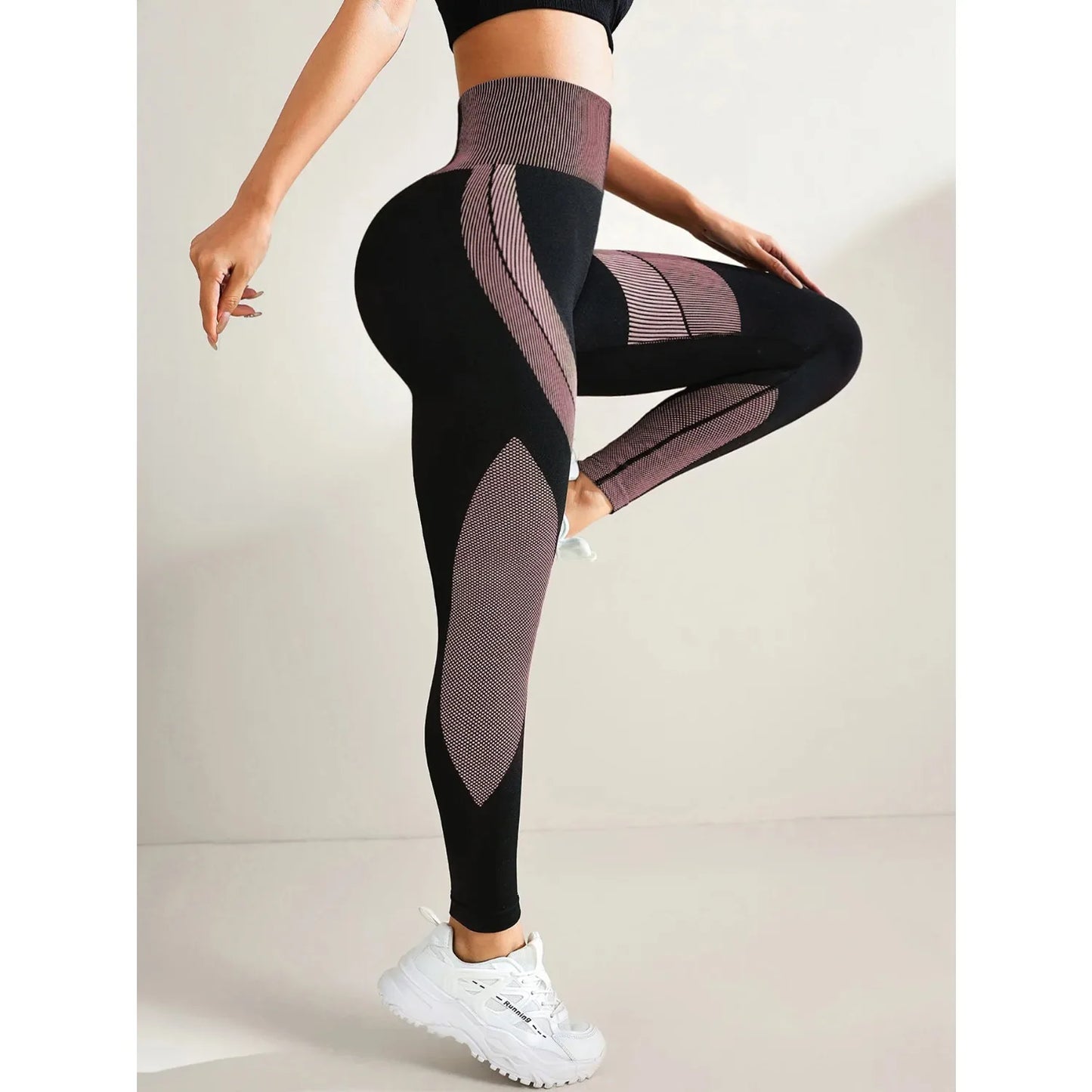 Women's Seamless Yoga Leggings Color Block High Waisted Soft&Stretchy Breathable Scrunch Butt Lifting Gym Sports Workout Pants