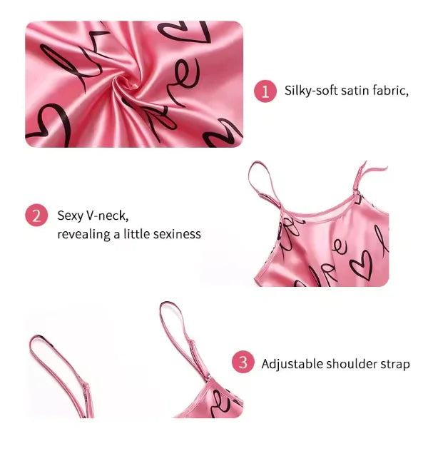 Women Sexy Sleeveless Nightdress Satin Chemise Lingerie Sleepwear Night Dress Cami Slip Dress Nightwear Nightgowns