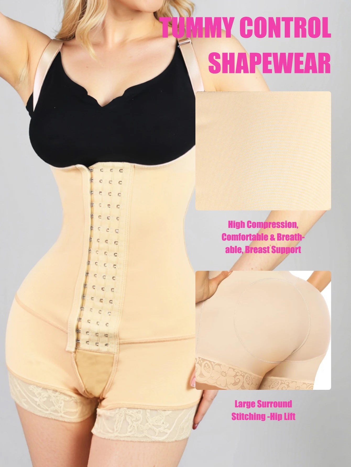 Women's Full Body Shapewear Tummy Control Shaper Girdle with Butt Lift Slimming Bodysuit Corrective Underwear