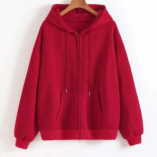 2025 Women Fleece Zip Up Hoodies Running Sports Sweatshirts Fashion Female Classic Casual Zipper Jackets Y2k Hip Hop Streetwear