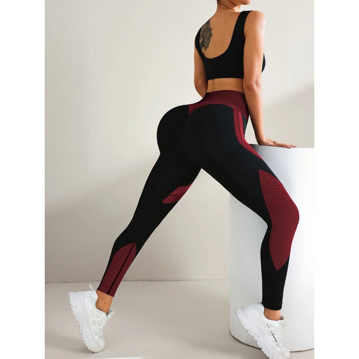 Women's Seamless Yoga Leggings Color Block High Waisted Soft&Stretchy Breathable Scrunch Butt Lifting Gym Sports Workout Pants