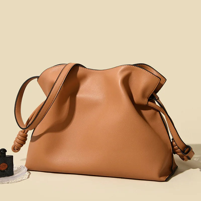 Brand Luxury Women's Cloud Bag Pleated Drawstring Design Crossbody Bag High-end Leather Large Capacity Fashion Handbag For Women