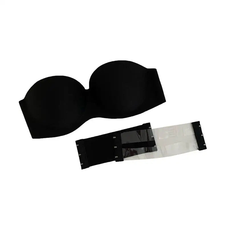 Women Sexy Strapless Anti-Slip Bra Solid Color Invisible Push-Up Comfortable Bra Adjustable Elastic Strapless Bra Underwear