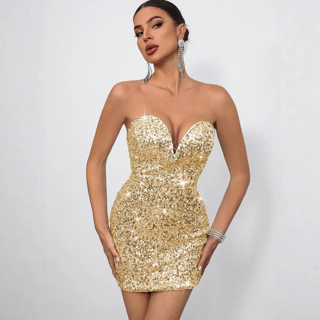 Woman Sexy Backless Sequins Prom Dresses Vestidos Womens Elegant Party Dresses Fashion Female Clothing Birthday dress XSY81230