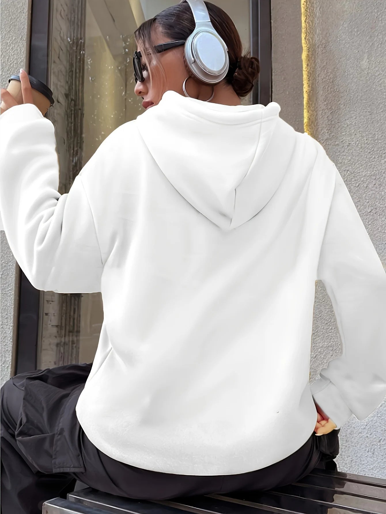 Milano Italy Polyester Hoodie for Women Knit Fabric Alphabet Print Casual Long Sleeve Sweatshirt Fashion Sweatshirts Harajuku