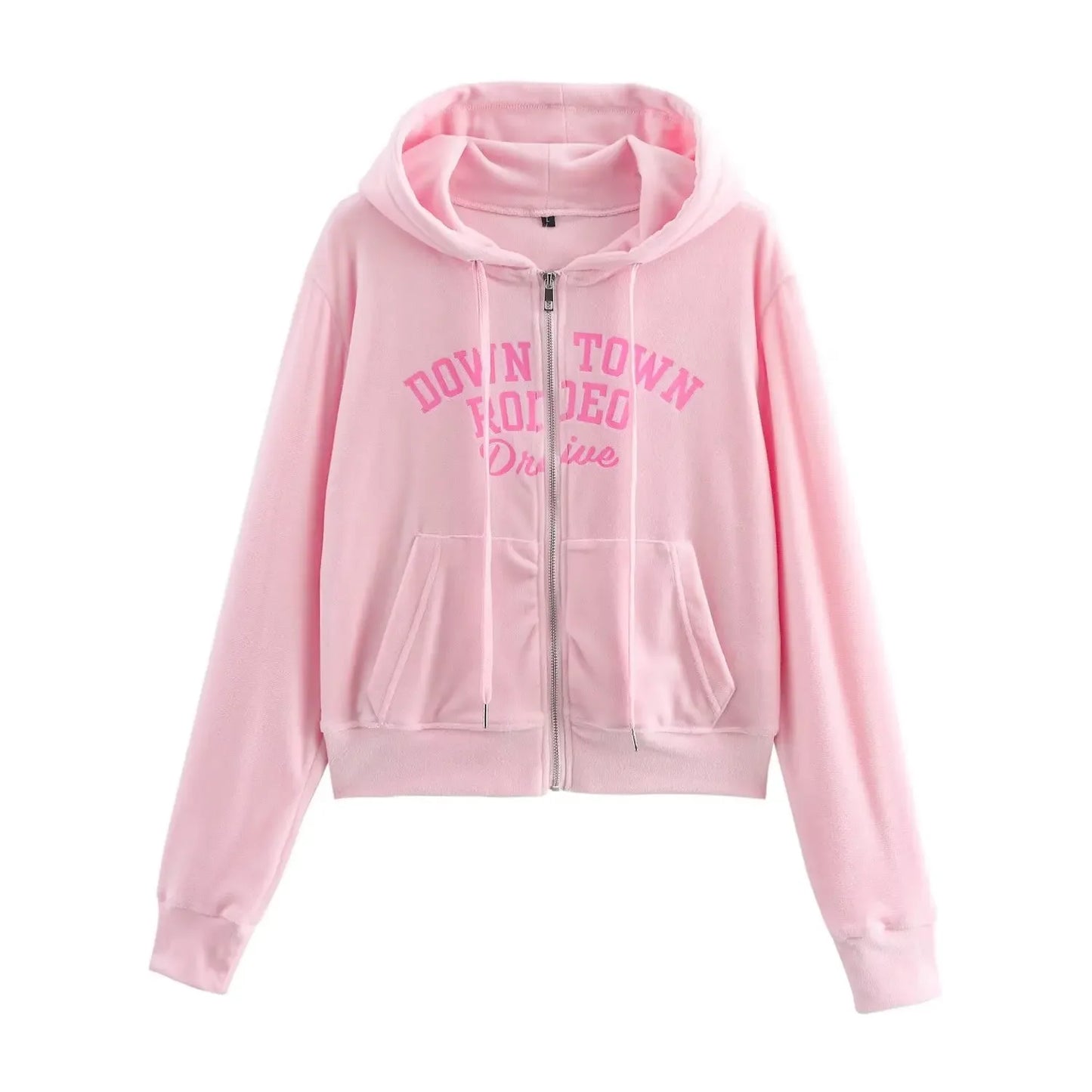 Pink Velvet Hoodie Set Women 2025 Spring Slim Fit Tracksuit Casual Sporty Two Piece Outfit Lounge Wear