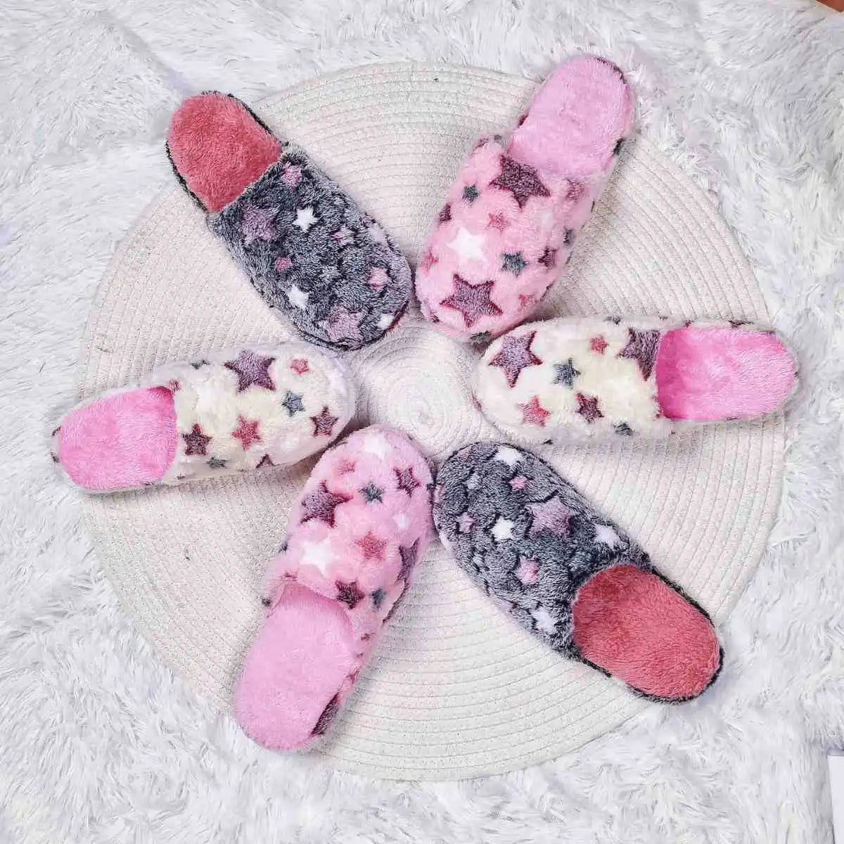 Women Men Home Slippers Autumn Winter Warm Furry Plush Shoes Indoor Bedroom Light EVA Couple Cotton Slipper Solid Soft Flip Flop