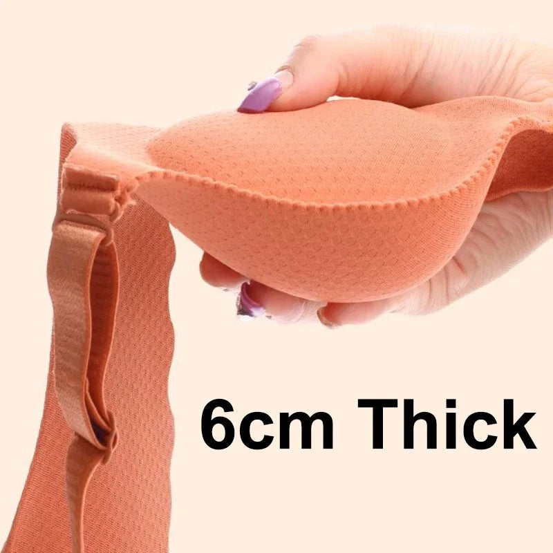 2025 Extreme Push-Up Bra 8cm Pads for Small Bust Wireless Double Cup Lift & Natural Shape Adjustable Plunge Deep V Bras