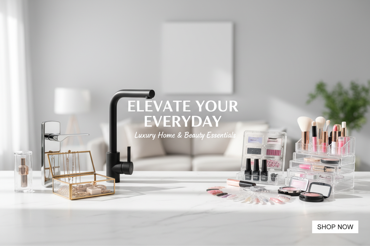 Banner de accesorios para el hogar y belleza